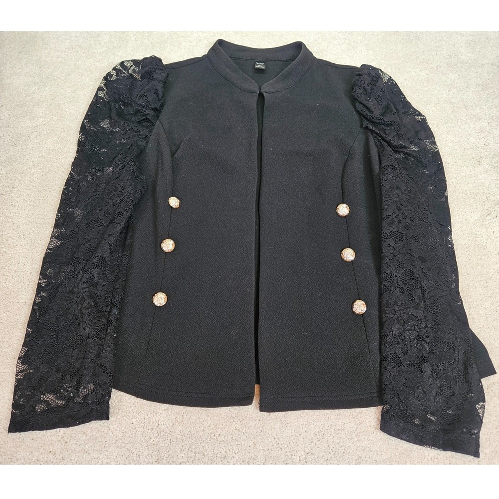Witchy Romantic‎ Whimsigoth Blazer 2XL Black Lace Puff Sleeve Career Victorian